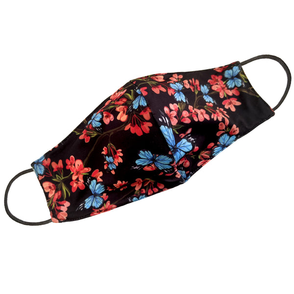 Blue Butterfly Floral Face Mask