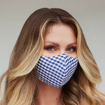 Navy Gingham Face Mask