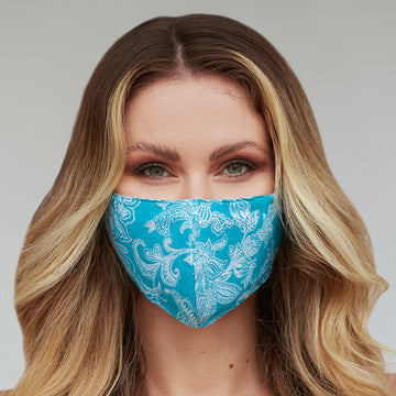 Turquoise Paisley Floral Face Mask