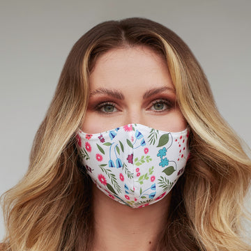 White Floral Face Mask