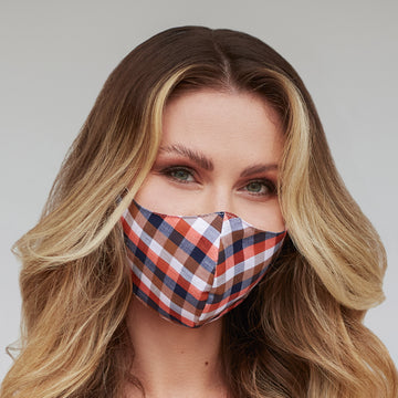 Coral Gingham Face Mask