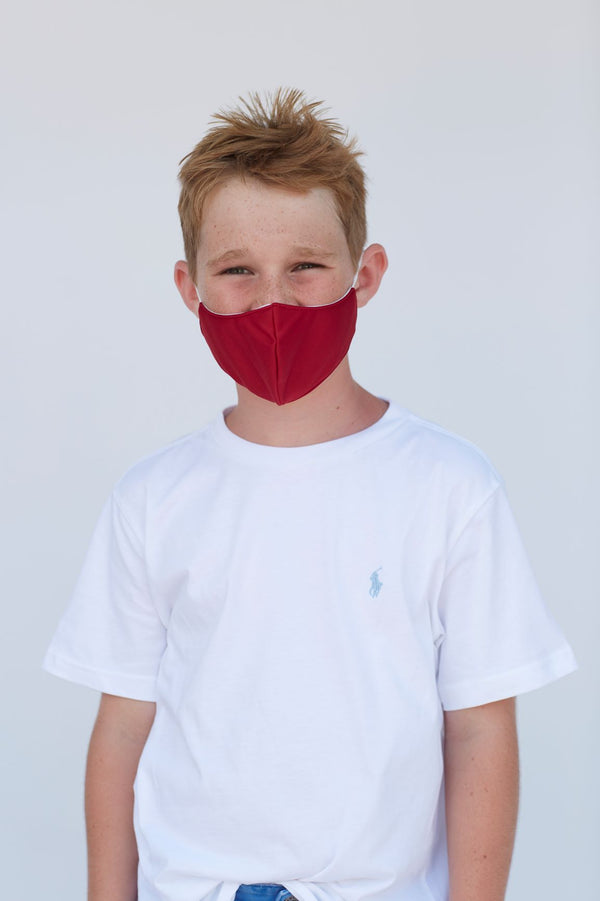 Youth Solid Deep Red Face Mask
