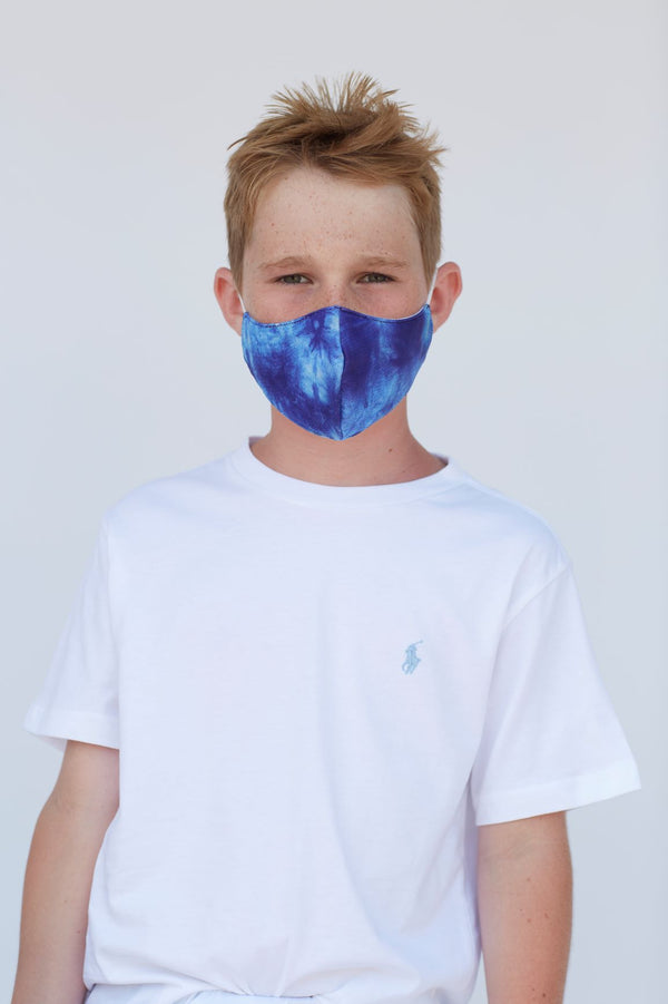 Youth Blue Tie Dye Face Mask