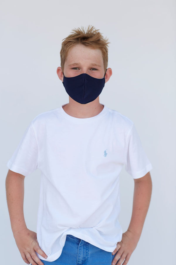 Youth Solid Dark Navy Face Mask